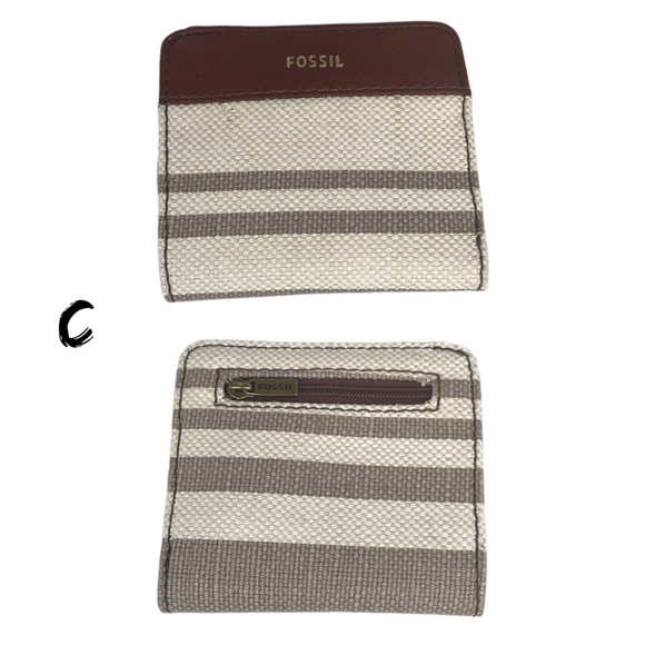 Fossil Neutral Stripes Madison Bifold Cream Brown - Picture 7 of 7